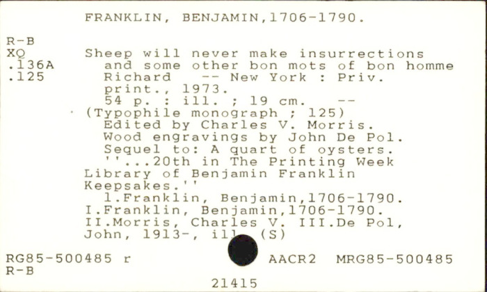 Catalog card from the Boston Public Library Rare Books and Manuscripts Department, via HathiTrust.